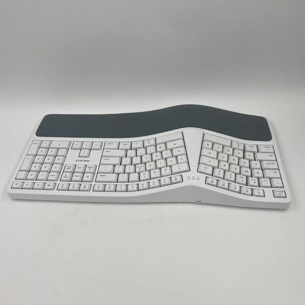 Macally Wireless Ergonomic Keyboard White Bluetooth Split Mac Layout RFBTKEYB